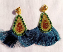 Load image into Gallery viewer, Handmade Rhinestone and Felt pop art avocado Clip On Earrings

