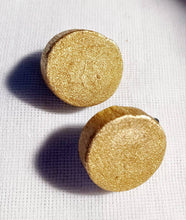 Load image into Gallery viewer, Chunky Handmade Wooden Stud Clip On Earrings gold
