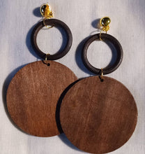 Load image into Gallery viewer, Extra large Handmade Chunky Wooden Hoop Clip On Earrings
