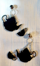 Load image into Gallery viewer, Handmade Acrylic Pop Art Tea Time Clip On Earrings Rare handmade originals
