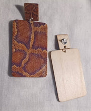 Load image into Gallery viewer, Extra Large Faux Snakeskin print Earrings large wood (pierced ears)
