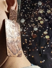 Load image into Gallery viewer, Extra Large Faux Snakeskin print Earrings large wood (pierced ears)
