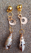Load image into Gallery viewer, Handmade gold dipped Shell Clip On Earrings Beach Boho Style

