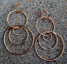 Load image into Gallery viewer, Handmade Gold Metal Multi Hoop Earrings (pierced ears)
