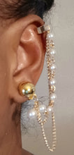 Load image into Gallery viewer, Faux pearl  handmade Assymetric Clip On Earrings
