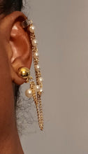 Load image into Gallery viewer, Faux pearl  handmade Assymetric Clip On Earrings
