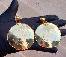 Load image into Gallery viewer, Vintage large brass gye nyame Adinkra Symbol Clip On Earrings
