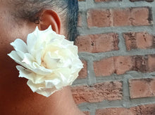 Load image into Gallery viewer, Handmade Paper Gardenia Flower Clip-On Earrings
