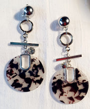 Load image into Gallery viewer, Handmade Abstract Metal Acrylic hoop Dangle Clip On Earrings
