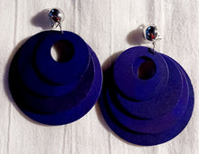 Load image into Gallery viewer, Clip on Multi Layer Wooden Hoop Earrings purple
