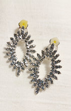 Load image into Gallery viewer, Rhinestone  Starburst Stud Cluster Clip On Earrings silver
