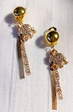 Load image into Gallery viewer, Small Rhinestone  Lucky Elephant Clip On Earrings gold
