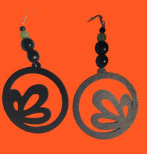 Load image into Gallery viewer, Natural Boho Style Wood and Genuine Jade handmade Dangle Earrings (pierced ears)
