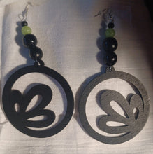 Load image into Gallery viewer, Natural Boho Style Wood and Genuine Jade handmade Dangle Earrings (pierced ears)
