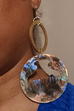 Load image into Gallery viewer, Handmade handpainted large wooden  Afro Pick Clip On Dangle Earrings
