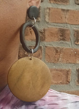 Load image into Gallery viewer, Handmade Natural Wood Geometric  Hoop Earrings Minimalist (pierced ears)
