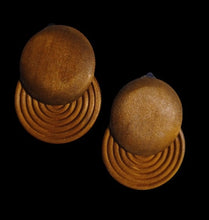 Load image into Gallery viewer, Handmade chunky Natural Wood Clip On Earrings
