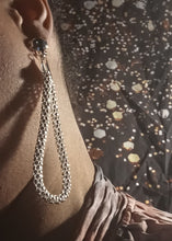Load image into Gallery viewer, Hammered Metal and chain Clip On Earrings Silver
