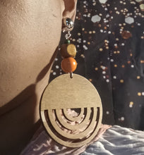 Load image into Gallery viewer, Handmade boho Wood Design Clip On Earrings

