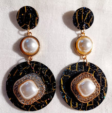 Load image into Gallery viewer, Abstract Acrylic and faux pearl  Earrings Clip on Style
