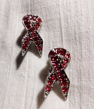 Load image into Gallery viewer, Clip On  pink ribbon Breast Cancer Awareness stud earrings

