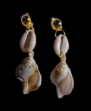 Load image into Gallery viewer, Handmade acrylic and cowrie Shell Clip On Earrings Beach Boho
