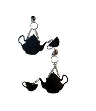 Load image into Gallery viewer, Handmade Acrylic Pop Art Tea Time Clip On Earrings Rare handmade originals
