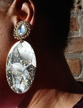 Load image into Gallery viewer, Regal glam  Handmade handpainted Wooden abstract Clip On Dangle Earrings
