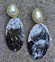 Load image into Gallery viewer, Regal glam  Handmade handpainted Wooden abstract Clip On Dangle Earrings
