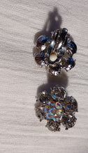 Load image into Gallery viewer, Aurora borelais and clear silver Rhinestone Stud Cluster Clip On Earrings
