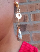 Load image into Gallery viewer, Handmade gold dipped Shell Clip On Earrings Beach Boho Style
