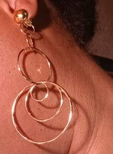 Load image into Gallery viewer, Handmade Gold Metal Multi Hoop Earrings (pierced ears)
