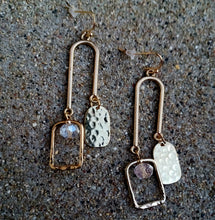 Load image into Gallery viewer, Handmade Gold Metal rustic minimalist Earrings (pierced ears)
