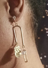 Load image into Gallery viewer, Handmade Gold Metal rustic minimalist Earrings (pierced ears)
