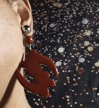 Load image into Gallery viewer, Vintage Bovine Adinkra Gye Nyame Handmade in Kenya Clip on Earrings
