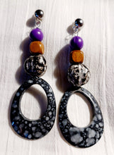 Load image into Gallery viewer, Handmade Natural Kukui Nut Acrylic and  Wood  Clip On Dangle Earrings
