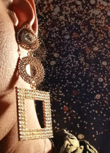 Load image into Gallery viewer, Glamourous Handmade Gold Metal and rhinestone Multi Hoop Clip On Earrings handmade originals
