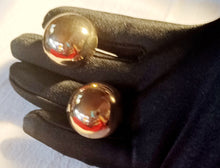 Load image into Gallery viewer, Large Gold Ball Stud Clip On Earrings 1 inch
