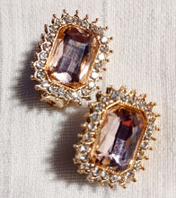 Load image into Gallery viewer, Crystal Stud Clip On Earrings pink gold
