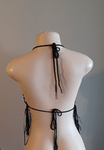 Load image into Gallery viewer, Vintage style crochet halter crop top with custom matching earrings New large
