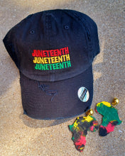 Load image into Gallery viewer, Juneteenth baseball cap and custom Handpainted Abstract Wooden Africa Clip On Earrings
