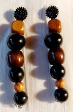 Load image into Gallery viewer, Handmade Natural Wood Boho  Dangle Earrings brown pierced ears

