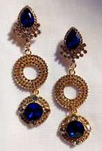 Load image into Gallery viewer, Glamourous Handmade Gold Metal and rhinestone Clip On Earrings handmade originals
