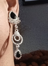 Load image into Gallery viewer, Glamourous Handmade silver Metal and rhinestone Clip On Earrings handmade originals
