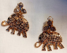 Load image into Gallery viewer, Handmade Rhinestone Lucky Elephant Clip On Earrings gold
