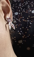 Load image into Gallery viewer, Clip On  pink ribbon Breast Cancer Awareness stud earrings
