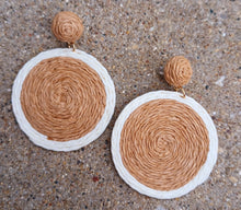 Load image into Gallery viewer, Handmade Raffia Medallion Earrings, Lightweight Bohemian Style
