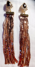 Load image into Gallery viewer, Glam Handmade Sequin tassel Clip On Earrings gold long style
