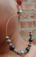 Load image into Gallery viewer, Giant Handmade Boho Beaded Hoop Clip On Earrings 7 inch

