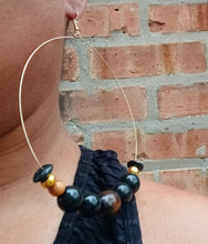 Load image into Gallery viewer, Giant Handmade Boho Beaded Hoop Clip On Earrings 6 inch pierced ears
